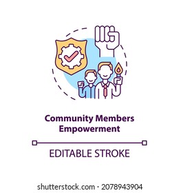Community members empowerment concept icon. Developing civic engagement skills abstract idea thin line illustration. Working toward goal. Vector isolated outline color drawing. Editable stroke