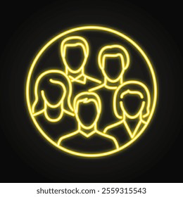 Community neon icon. Team, group of people. Vector illustration