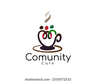 community network drink coffee tea cup logo design template