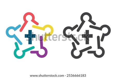 Community network and social icon design pro vector church plus team logo