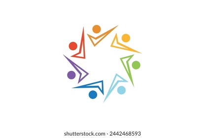 Comunidad, red e icono social Plantilla de logotipo plantilla de diseño vectorial-o cuidado de la comunidad