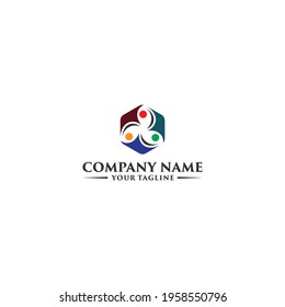 Community, network and social logo design in white background