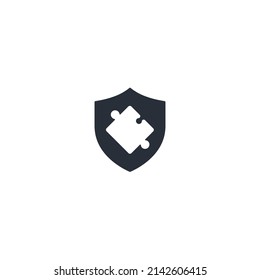 Community, network and social logo design template vector. Shield protection jigsaw puzzle vector illustration