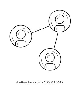 Community networking line icon isolated on white background. Share friendship networking line icon for infographic, website or app. Scalable icon designed on a grid system.