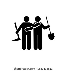 Community park spade tool cleaning icon. Simple glyph pictogram vector of volunteer icons for ui and ux, website or mobile application