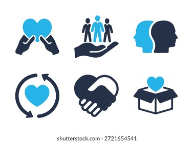 Symbolsatz für Community Partnership und Charitable Spends. Symbole für durchgezogene Symbolreihen