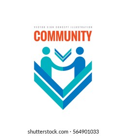 Community partnership - vector business logo template concept illustration. Businessman handshake creative sign in minimal design style. Teamwork icon. 