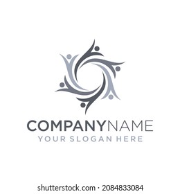 community of people by forming circle design logo