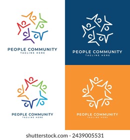 Community People Circle Star Logo Design Vektor-Vorlage minimales kreatives Konzept