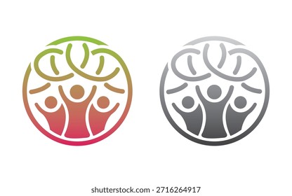 Community People Circle Tree Logo Design Vector Template Icon.