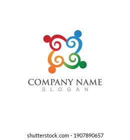 logotipo de grupo de personas de la comunidad, plantilla de diseño de red e icono social