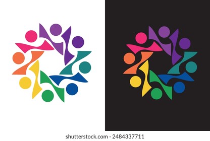 Community people group, logo and social icon design template Free Vector