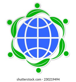 Community of people joined around the globe. Vector Illustration of ecology