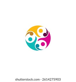 community people logo with circle shape concept with colorful design