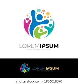 Community people logo with colorful design, charity icon