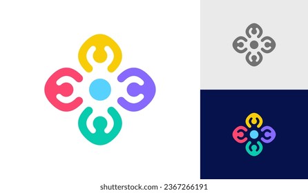 Community people, social community, abstract human family logo design