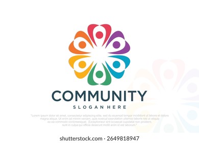 community people, social community, global community, human family logo design . vector illustration
