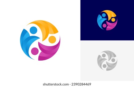 Personas de la comunidad, comunidad social, vector de diseño abstracto del logotipo de la familia humana