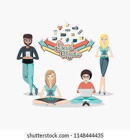 community people with social media icons