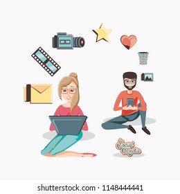 community people with social media icons