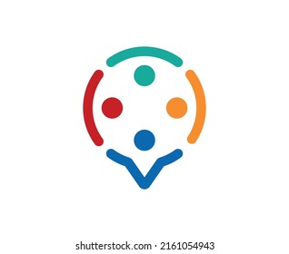 Community people unity network lchat talk bubble logo symbol icon design vector template