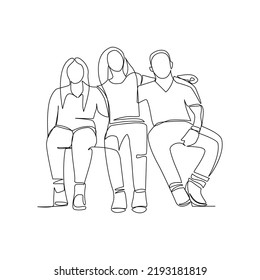 Community people vector illustration drawn in line art style