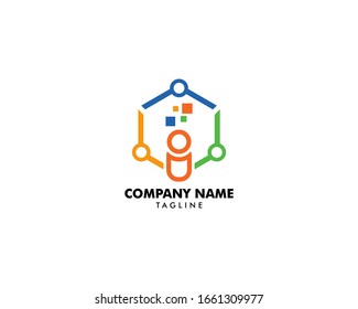 Elementos de diseño de logotipos de vectores para personas de la comunidad