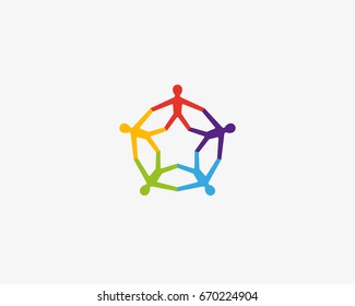 Community people vector logotype. Teamwork social care help logo