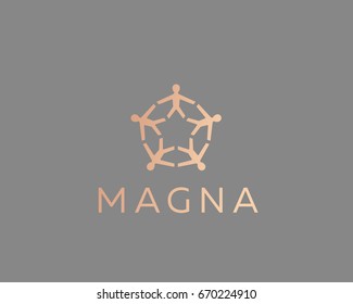 Community people vector logotype. Teamwork social care help logo