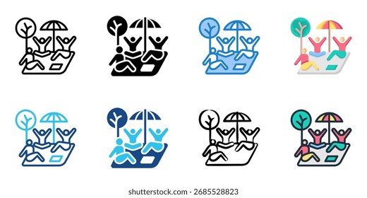 Community picnics icon set multiple style collection 
