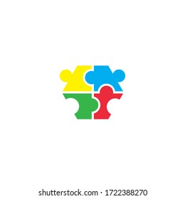 community puzzle logo vector design