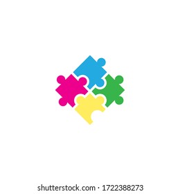 community puzzle logo vector design