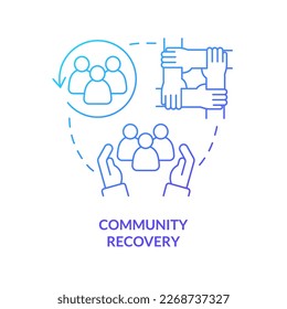 Community recovery blue gradient concept icon. Radiation effects. Public health preparedness abstract idea thin line illustration. Isolated outline drawing. Myriad Pro-Bold font used