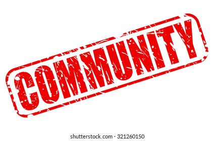 COMMUNITY red stamp text on white