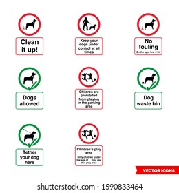 Community safety notice signs icon set of color types. Isolated vector sign symbols. Icon pack.