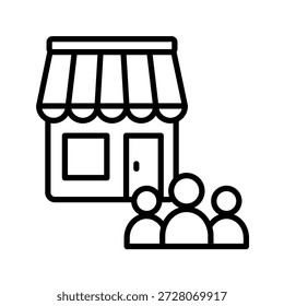 Comunidad Tienda Icono de contorno Ilustración vectorial