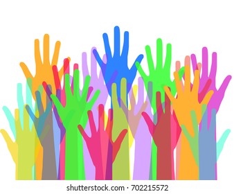 community and social concept design with colorful hands, stock vector illustration eps10 graphic