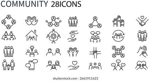 Conjunto de iconos de Vector de conexión comunitaria y social