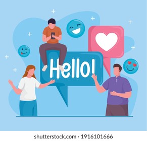 community with social media set icons vector illustration design