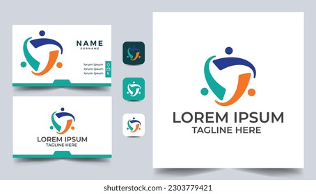 diseño de logotipo de red social comunitaria con diseño de tarjeta de visita