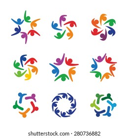 community social relation network logo icon template on vector