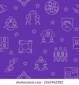 Community and social relations seamless pattern in line style. Vector illustration.