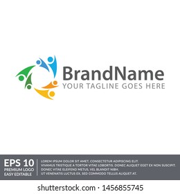 community social unity people abstract brand simple modern logo icon vector template