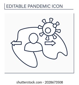 Community spread line icon.Virus circulating in community, and can infect people with no contact with affected.Pandemic concept. Isolated vector illustration. Editable stroke