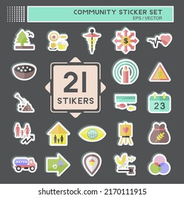 Gemeinschaftsaufkleber-Set. geeignet für Bildungs-Symbol. einfaches Design bearbeitbar. Designvorlage, Vektor. einfache Symbolillustration