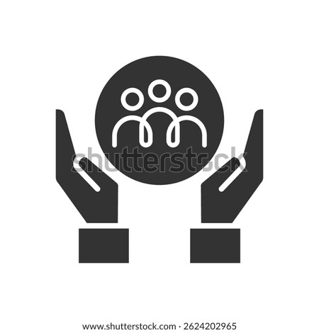 Community support and care icon. This Vector can be used in various design projects related to social responsibility, togetherness, teamwork, loyalty, charity, insurance, protection or helping others