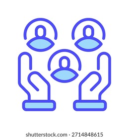 Community Support Line Icon, Outline Symbol for Group Assistance, Social Care, Team Unity, Public Service, and Collective Aid. Vector Sign Icon.
