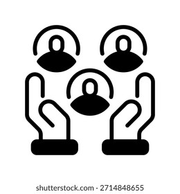 Ícone Linha de Suporte Comunitário, Símbolo de Estrutura para Assistência em Grupo, Assistência Social, Unidade de Equipe, Serviço Público e Ajuda Coletiva. Ícone de sinal vetorial.