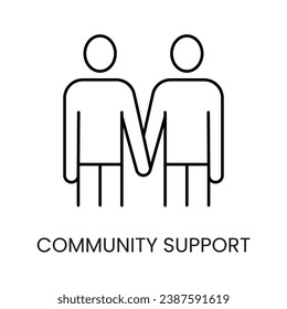 Community support line icon vector on diabetes theme for medical applications and websites