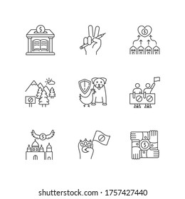 Community support pixel perfect linear icons set. Public strike, social demonstration and union. Customizable thin line contour symbols. Isolated vector outline illustrations. Editable stroke